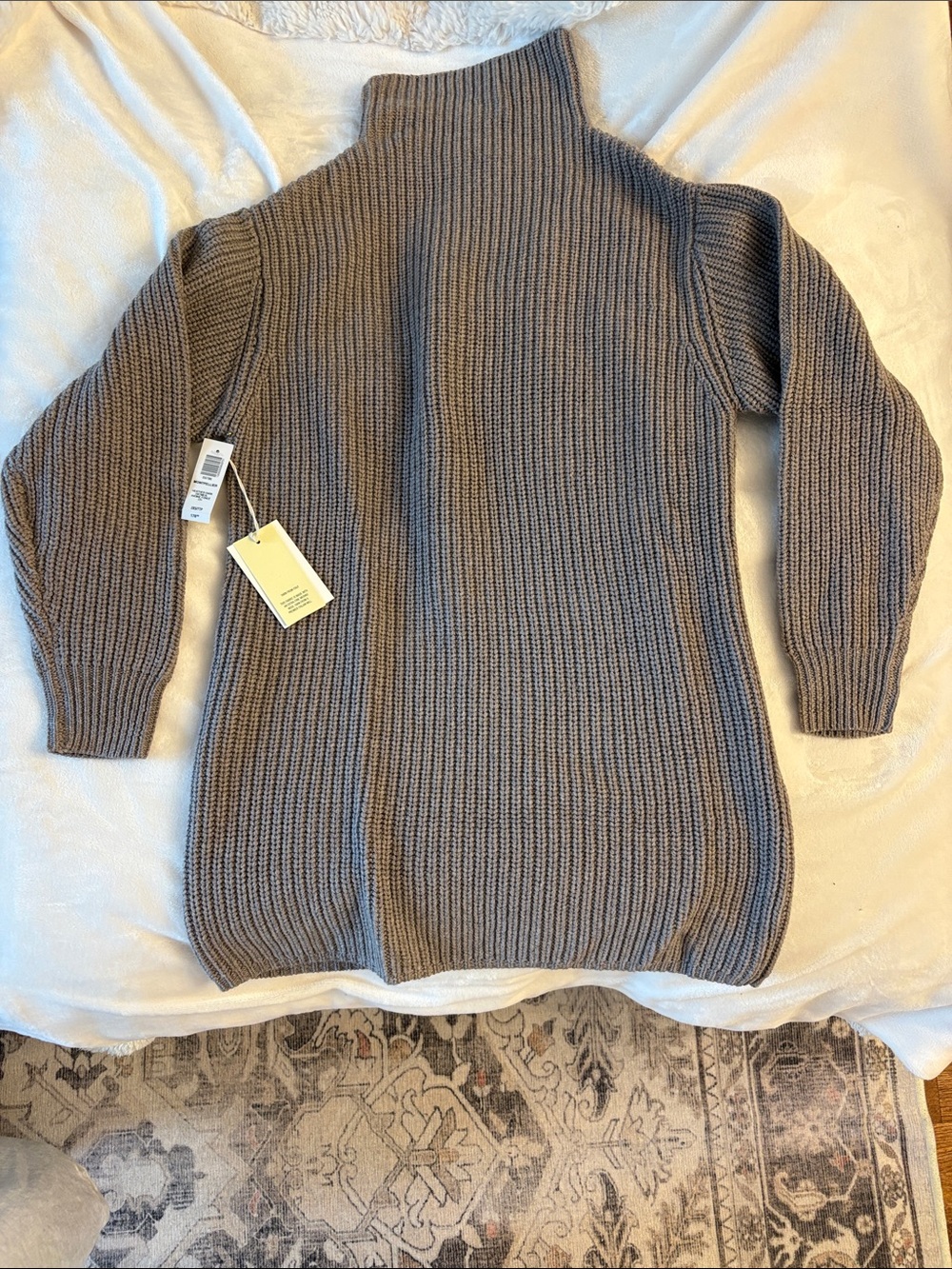 NWT Aritzia Wilfred Montpellier Turtleneck Sweater Dress - Heather Dark Oatmeal